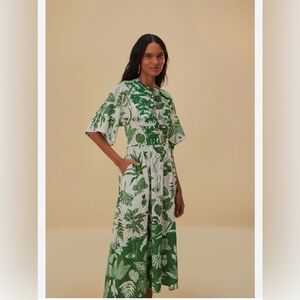NWT FARM Rio Anthropologie Forest Soul Leaf Print Midi Dress